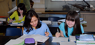 students working at desk